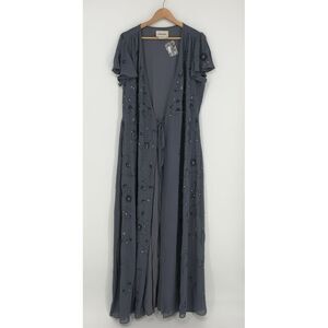 Embroidered Maxi Dress in Slate Gray